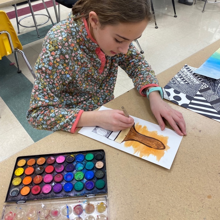 6th grade Art students working on their watercolor painted project.  Can’t wait to see the final results!