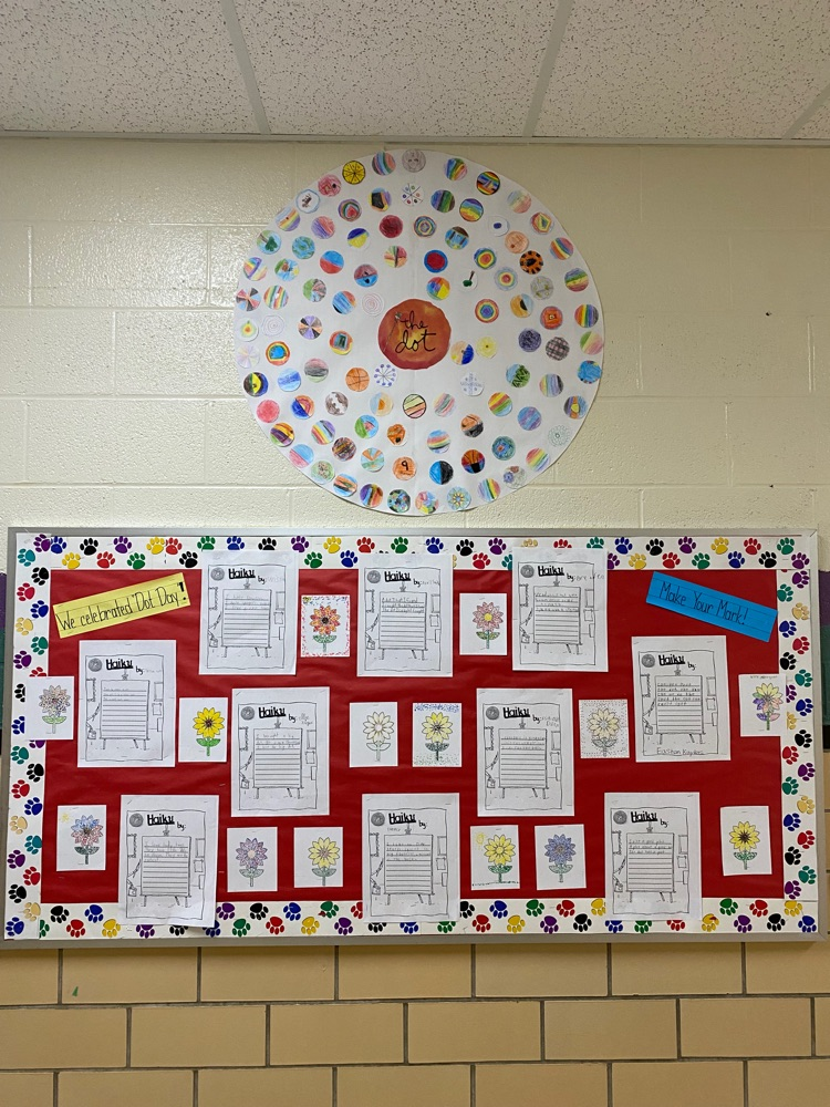 bulletin board with student work